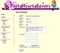 Party Hearty Favors Web Site